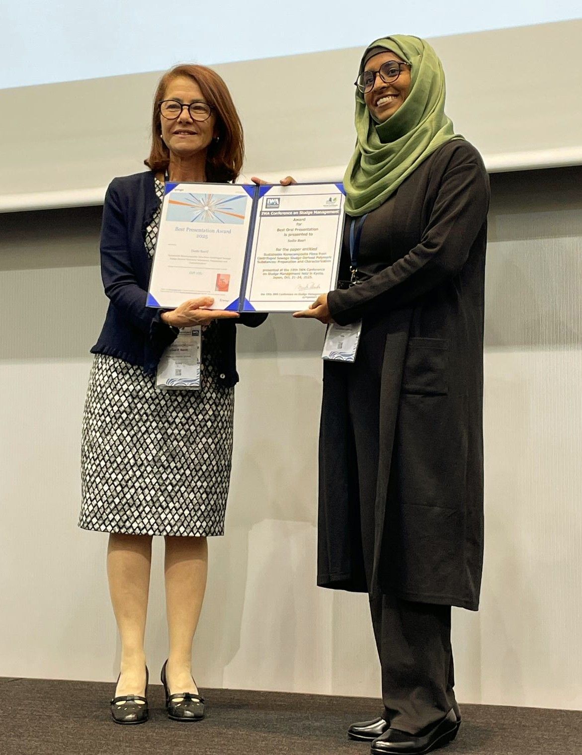 PhD Student Wins Best Oral Presentation Award at the 19th IWA Conference on Sludge Management in Kyoto, Japan