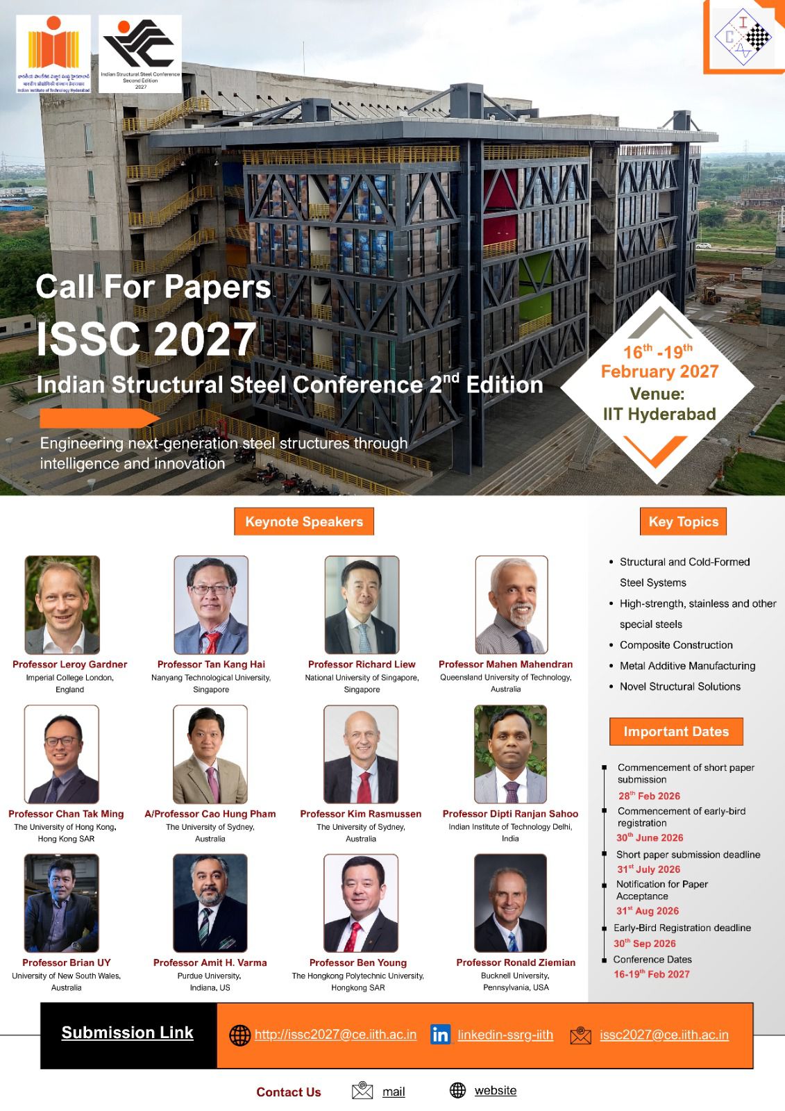 Call for Papers – Indian Structural Steel Conference (ISSC) 2027