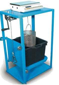 Wire basket (along with watertight container and weighing balance) and pycnometer